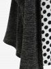 Plus Size Polka Dot Ruched Long Sleeves 2 in 1 T Shirt -  