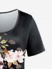 T-shirt à Imprimé Fleuri en Blocs de Couleurs de Grande Taille - Violet clair 5x | US 30-32