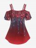 Plus Size Ombre Sparkle Print Cold Shoulder Tee -  