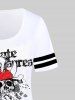 Gothic Skulls Letters Printed Short Sleeves Graphic Tee -  