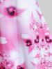 Plus Size Hearts Flower Printed Crisscross A Line Sleeveless Dress -  