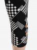 Plus Size Mixed Geometry Print High Waist Capri Leggings -  