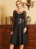 Lace Flare Sleeve Crossover A Line Dress -  