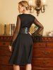 Lace Flare Sleeve Crossover A Line Dress -  