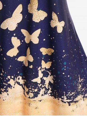 Plus Size Short Sleeve Butterfly Print T-shirt
