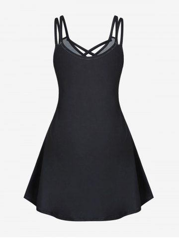 Halloween Costume Crisscross Skeleton Print Dress