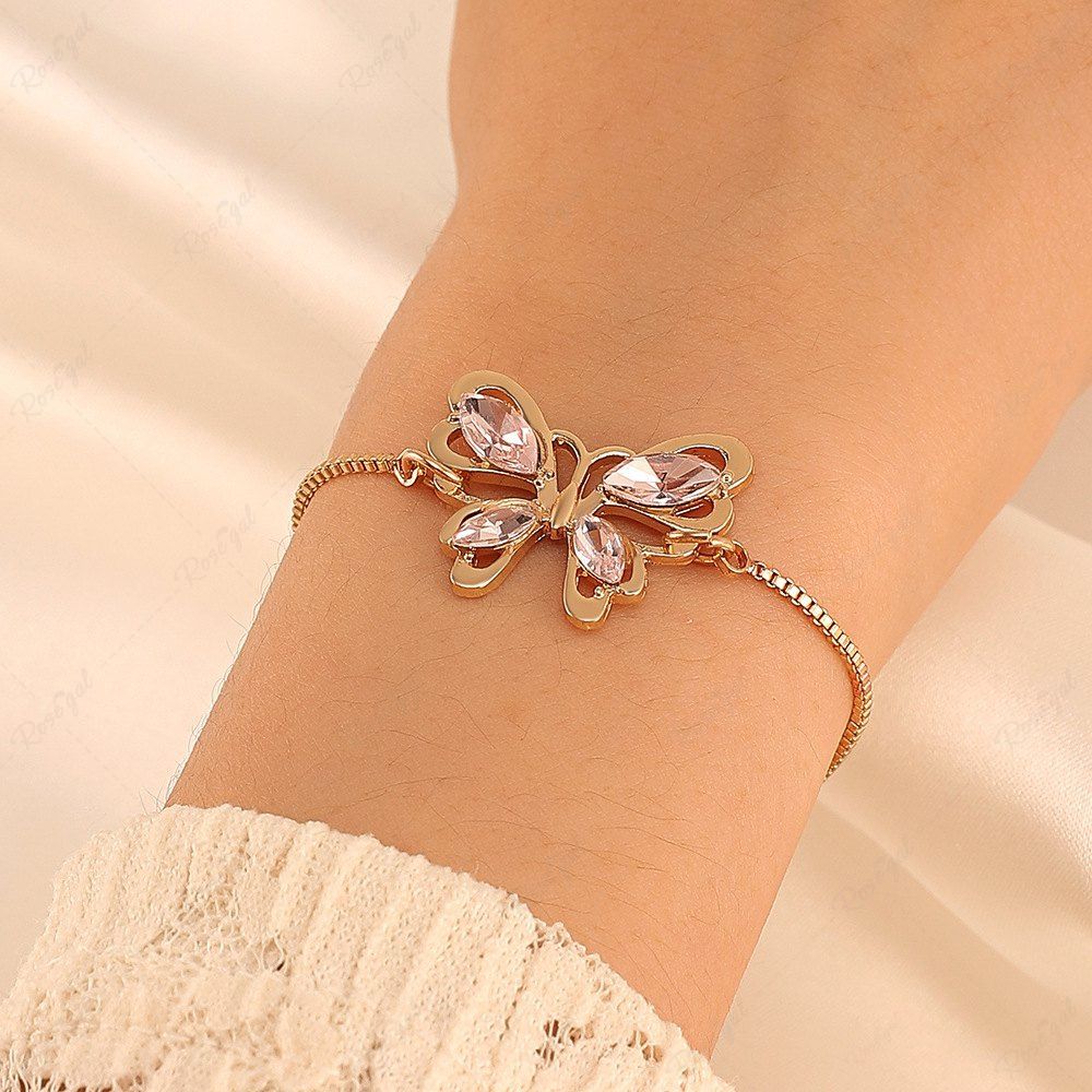 Shop Adjustable Crystal Hollow Out Butterfly Bracelet  