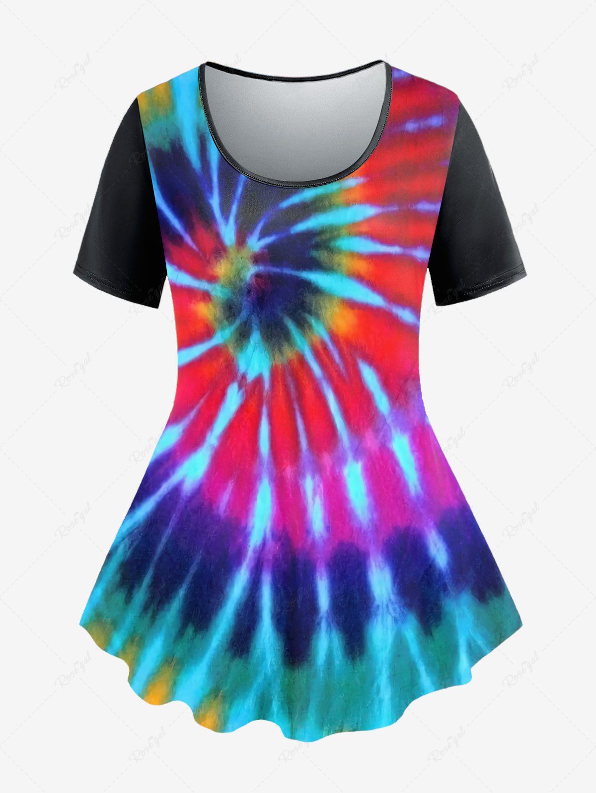 Affordable Plus Size Tie Dye Printed Short Sleeves T Shirt  