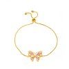 Bracelet Ajustable Papillon Evidé en Cristal - d'or 