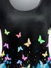 T-shirt Peinture Eclaboussée Motif de Papillon de Grande Taille à Manches Courtes - Noir 5x | US 30-32