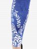 Plus Size Tie Dye Leaf Print Skinny Leggings -  