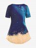 Plus Size Short Sleeve Butterfly Print T-shirt -  