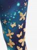 Plus Size High Waist Butterfly Print Skinny Leggings -  