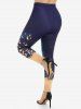 Plus Size High Waist Butterfly Print Skinny Leggings -  