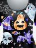Plus Size Halloween Cartoon Pumpkin Bat Printed Tee -  