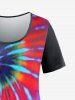 Plus Size Tie Dye Printed Short Sleeves T Shirt -  