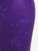 Plus Size Chains Flower Printed High Rise Skinny Leggings -  