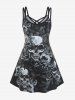 Gothic Crisscross Skull Rose Print Dress -  