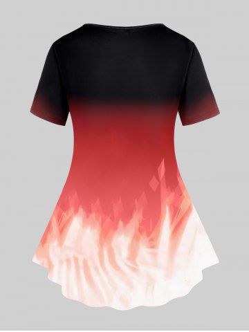 Plus Size Fire Phoenix Printed Short Sleeves Tee