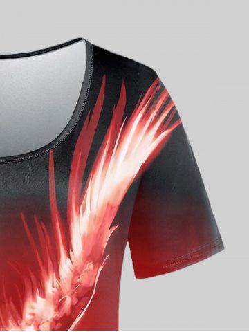 Plus Size Fire Phoenix Printed Short Sleeves Tee