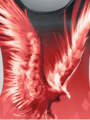 Plus Size Fire Phoenix Printed Short Sleeves Tee