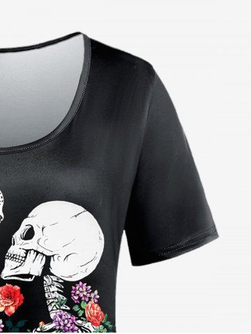 Gothic Skeleton Rose Print Tee