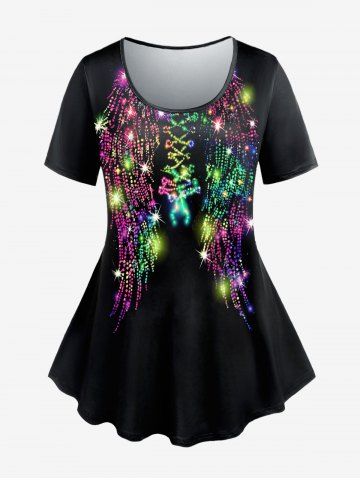 Plus Size 3D Sparkles Printed Short Sleeves Tee
