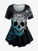 T-shirt Gothique à Imprimé Papillon Crâne - Noir 