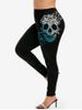 Gothic High Waist Butterfly Skull Print Skinny Leggings -  