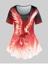 Plus Size Fire Phoenix Printed Short Sleeves Tee -  