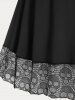 Robe Gothique Courbe Mi-Longue Néon Crâne sans Dos à Lacets de Grande Taille - Noir M | US 10