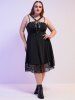 Plus Size & Curve Backless Harness Lace Up Skulls Gothic Dress -  