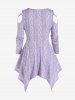 T-shirt Mouchoir 3D Imprimé à Epaule Dénudée de Grande Taille - Violet clair 4X | US 26-28