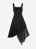 Gothic Buckles Lace Trim Asymmetric Flounce Sleeveless Midi Dress -  