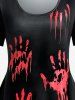 Plus Size Halloween Bloody Hand Print T-shirt -  