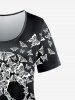 T-shirt Gothique à Imprimé Papillon Crâne - Noir 4x | US 26-28