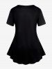 T-shirt Gothique à Imprimé Rose Squelette - Noir 1X | US 14-16