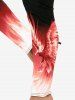 Plus Size Fire Phoenix Printed Ombre Skinny Leggings -  