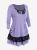 Plus Size Lace Panel Tee with Shirt Extender -  