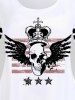 T-shirt à Imprimé Gothique Etoile Crâne à Manches Courtes - Blanc 2X | US 18-20