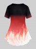 Plus Size Fire Phoenix Printed Short Sleeves Tee -  