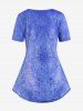 T-shirt à Imprimé 3D Rose de Grande Taille à Manches Courtes - Bleu 3X | US 22-24