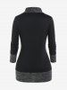 Plus Size Buckles Lace Trim Shawl Neck 2 in 1 T Shirt -  