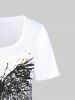 T-shirt à Imprimé Papillon Bloc de Couleur Grande Taille - Blanc 1X | US 14-16