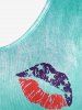 T-shirt à Imprimé 3D Drapeau Américain et Lèvre de Grande Taille en Denim - Vert 5x | US 30-32
