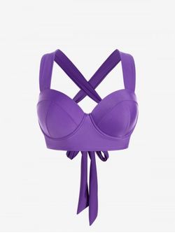 Plus Size Crisscross Underwire Push Up Swim Bikini Top - PURPLE - 1X | US 14-16