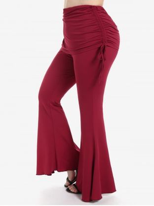 Plus Size High Waist Cinched Skirted Bell Bottom Pants