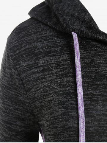 Plus Size Drawstring Hooded Space Dye Long Sleeves T-shirt