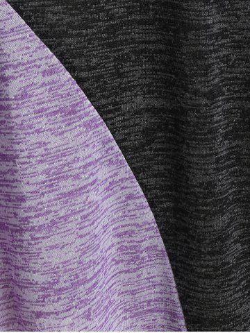 Plus Size Drawstring Hooded Space Dye Long Sleeves T-shirt