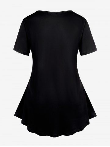 Plus Size Pumpkin Cat Print Halloween Tee